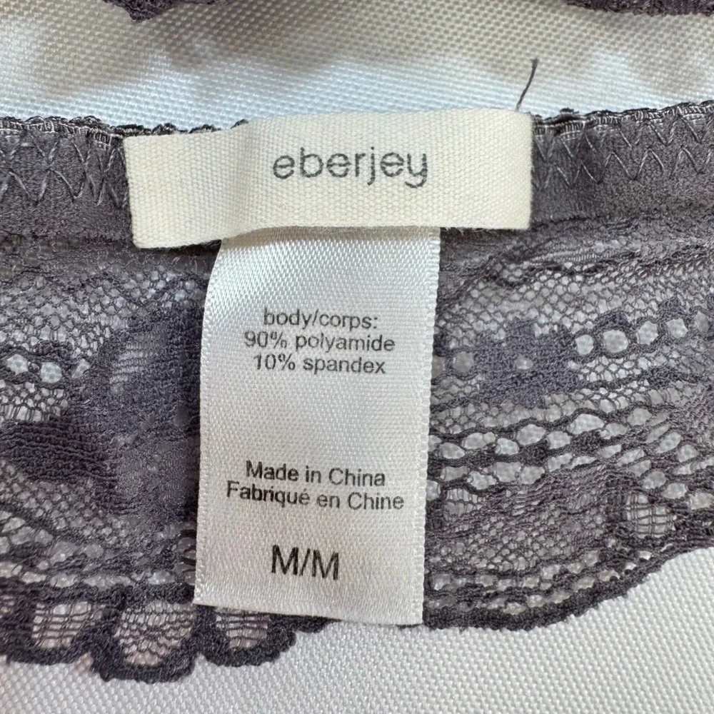 NWOT Eberjey India Lace Bralette Blue‎ Grey Wireless Sheer V-Neck Unlined Medium